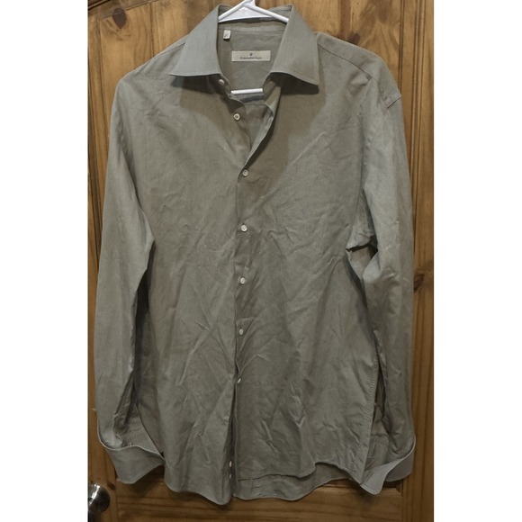 Ermenegildo Zegna Luxury Dress Shirt 39 15.5 Slim Fit Gray Italian Button-Up - Picture 1 of 3